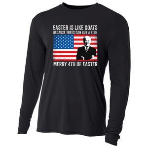 Funny Joe Biden Merry 4th Of Easter Design Fourth Of July Cooling Performance Long Sleeve Crew