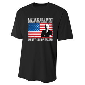 Funny Joe Biden Merry 4th Of Easter Design Fourth Of July Performance Sprint T-Shirt