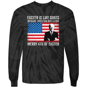 Funny Joe Biden Merry 4th Of Easter Design Fourth Of July Tie-Dye Long Sleeve Shirt