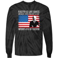 Funny Joe Biden Merry 4th Of Easter Design Fourth Of July Tie-Dye Long Sleeve Shirt