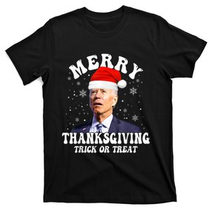 Funny Joe Biden Merry Thanksgiving Trick Or Treat Christmas T-Shirt