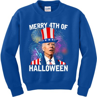 Funny Joe Biden Gift 4th Of July Merry 4th Of Halloween Gift Kids Sweatshirt