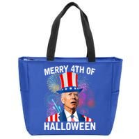 Funny Joe Biden Gift 4th Of July Merry 4th Of Halloween Gift Zip Tote Bag