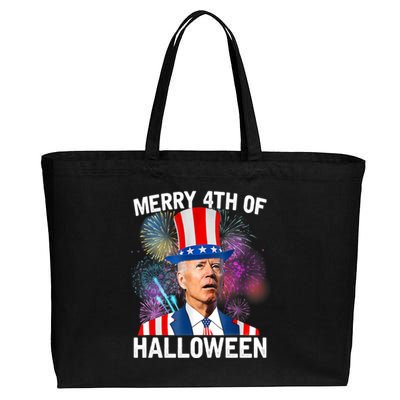 Funny Joe Biden Gift 4th Of July Merry 4th Of Halloween Gift Cotton Canvas Jumbo Tote