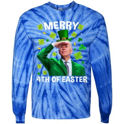 Funny Joe Biden St Patricks Day Merry 4th Of Easter Gift Tie-Dye Long Sleeve Shirt