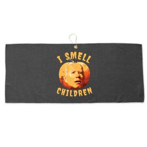 Funny Joe Biden Halloween Pumpkin Confused I Smell Children Large Microfiber Waffle Golf Towel