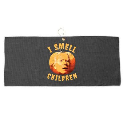 Funny Joe Biden Halloween Pumpkin Confused I Smell Children Large Microfiber Waffle Golf Towel