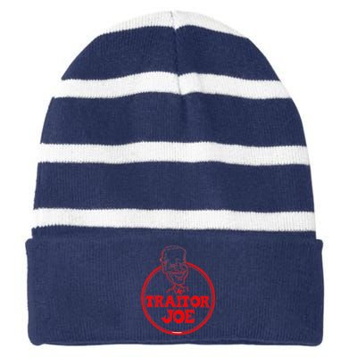 Funny Joe Biden Traitor Joe Design Striped Beanie with Solid Band