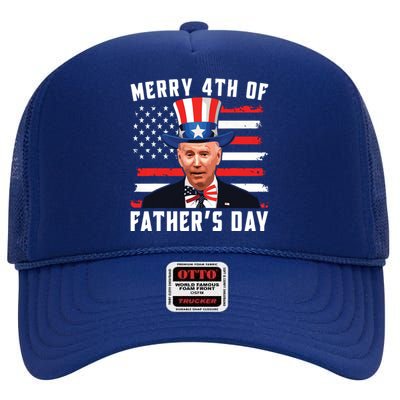 Funny Joe Biden Happy Merry 4th Of July Confused Fathers Day High Crown Mesh Back Trucker Hat