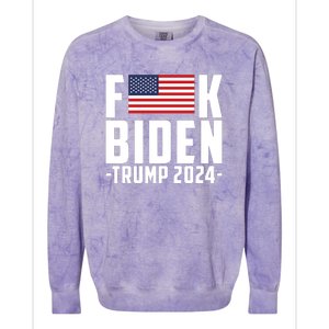 Fuck Joe Biden Donald Trump 2024 Election American Flag Colorblast Crewneck Sweatshirt