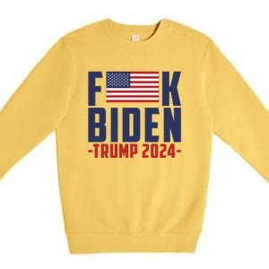 Fuck Joe Biden Donald Trump 2024 Election American Flag Premium Crewneck Sweatshirt