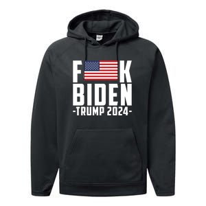 Fuck Joe Biden Donald Trump 2024 Election American Flag Performance Fleece Hoodie