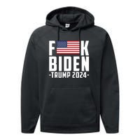 Fuck Joe Biden Donald Trump 2024 Election American Flag Performance Fleece Hoodie