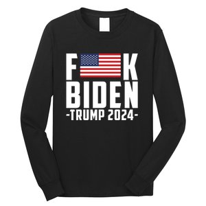 Fuck Joe Biden Donald Trump 2024 Election American Flag Long Sleeve Shirt