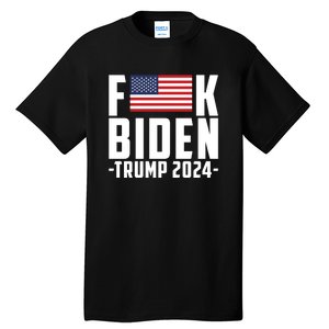 Fuck Joe Biden Donald Trump 2024 Election American Flag Tall T-Shirt