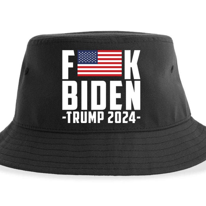 Fuck Joe Biden Donald Trump 2024 Election American Flag Sustainable Bucket Hat