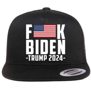 Fuck Joe Biden Donald Trump 2024 Election American Flag Flat Bill Trucker Hat