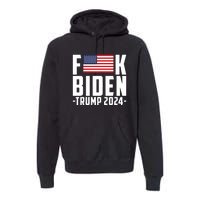 Fuck Joe Biden Donald Trump 2024 Election American Flag Premium Hoodie