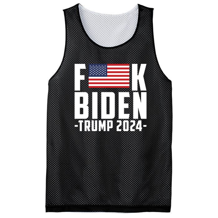 Fuck Joe Biden Donald Trump 2024 Election American Flag Mesh Reversible Basketball Jersey Tank