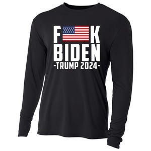 Fuck Joe Biden Donald Trump 2024 Election American Flag Cooling Performance Long Sleeve Crew