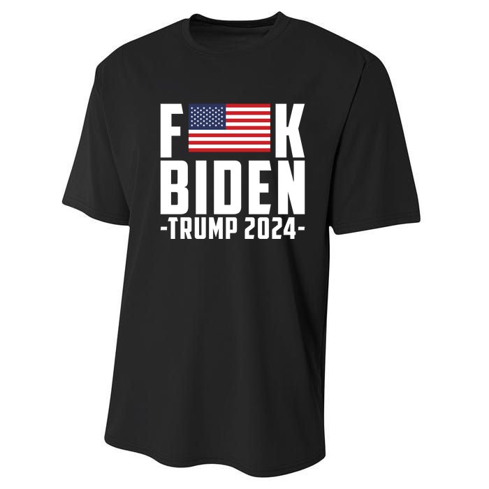 Fuck Joe Biden Donald Trump 2024 Election American Flag Performance Sprint T-Shirt