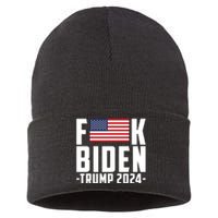 Fuck Joe Biden Donald Trump 2024 Election American Flag Sustainable Knit Beanie