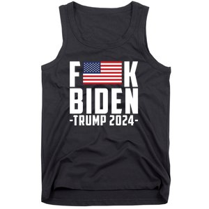 Fuck Joe Biden Donald Trump 2024 Election American Flag Tank Top