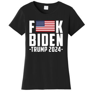 Fuck Joe Biden Donald Trump 2024 Election American Flag Women's T-Shirt