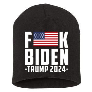 Fuck Joe Biden Donald Trump 2024 Election American Flag Short Acrylic Beanie