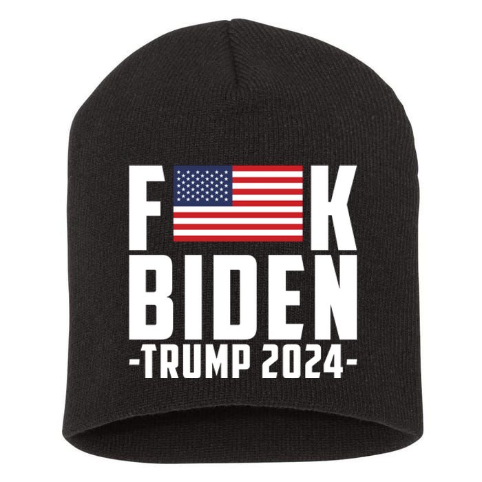 Fuck Joe Biden Donald Trump 2024 Election American Flag Short Acrylic Beanie