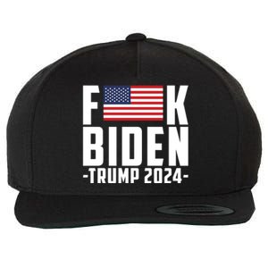 Fuck Joe Biden Donald Trump 2024 Election American Flag Wool Snapback Cap