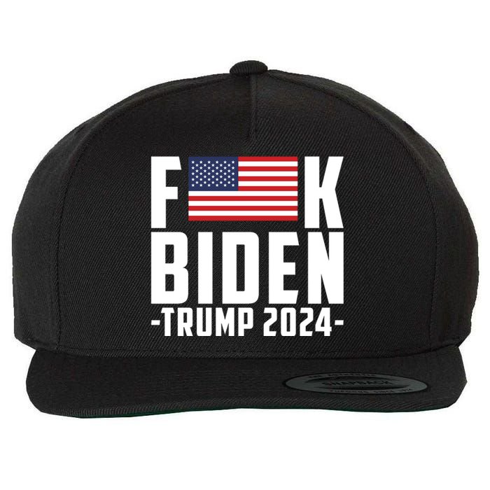 Fuck Joe Biden Donald Trump 2024 Election American Flag Wool Snapback Cap