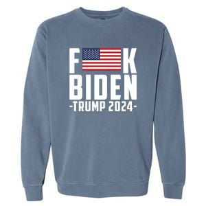 Fuck Joe Biden Donald Trump 2024 Election American Flag Garment-Dyed Sweatshirt