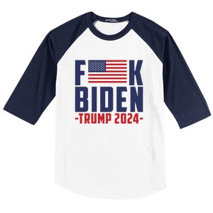 Fuck Joe Biden Donald Trump 2024 Election American Flag Baseball Sleeve Shirt