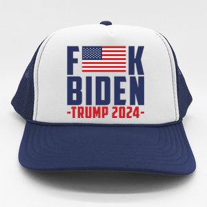 Fuck Joe Biden Donald Trump 2024 Election American Flag Trucker Hat