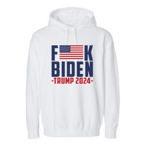 Fuck Joe Biden Donald Trump 2024 Election American Flag Garment-Dyed Fleece Hoodie