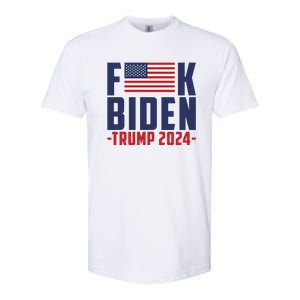 Fuck Joe Biden Donald Trump 2024 Election American Flag Softstyle CVC T-Shirt