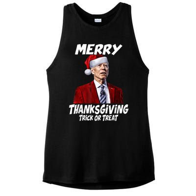 Funny Joe Biden Merry Thanksgiving Trick Or Treat Ladies PosiCharge Tri-Blend Wicking Tank