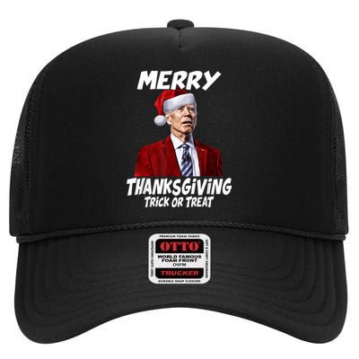 Funny Joe Biden Merry Thanksgiving Trick Or Treat High Crown Mesh Back Trucker Hat