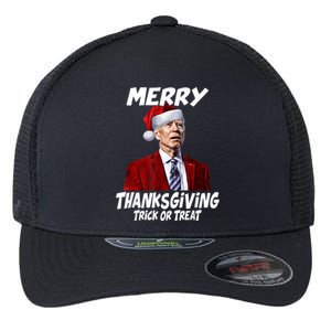 Funny Joe Biden Merry Thanksgiving Trick Or Treat Flexfit Unipanel Trucker Cap