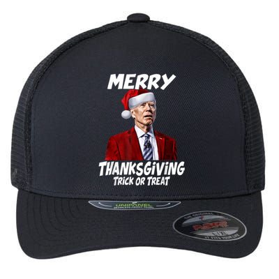 Funny Joe Biden Merry Thanksgiving Trick Or Treat Flexfit Unipanel Trucker Cap