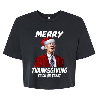 Funny Joe Biden Merry Thanksgiving Trick Or Treat Bella+Canvas Jersey Crop Tee