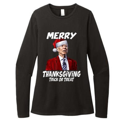 Funny Joe Biden Merry Thanksgiving Trick Or Treat Womens CVC Long Sleeve Shirt