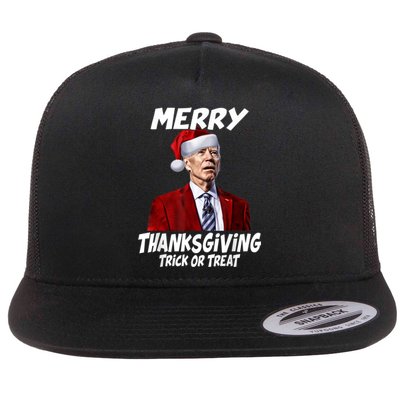 Funny Joe Biden Merry Thanksgiving Trick Or Treat Flat Bill Trucker Hat