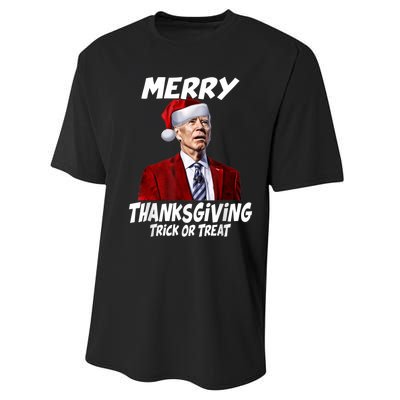 Funny Joe Biden Merry Thanksgiving Trick Or Treat Performance Sprint T-Shirt