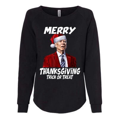 Funny Joe Biden Merry Thanksgiving Trick Or Treat Womens California Wash Sweatshirt