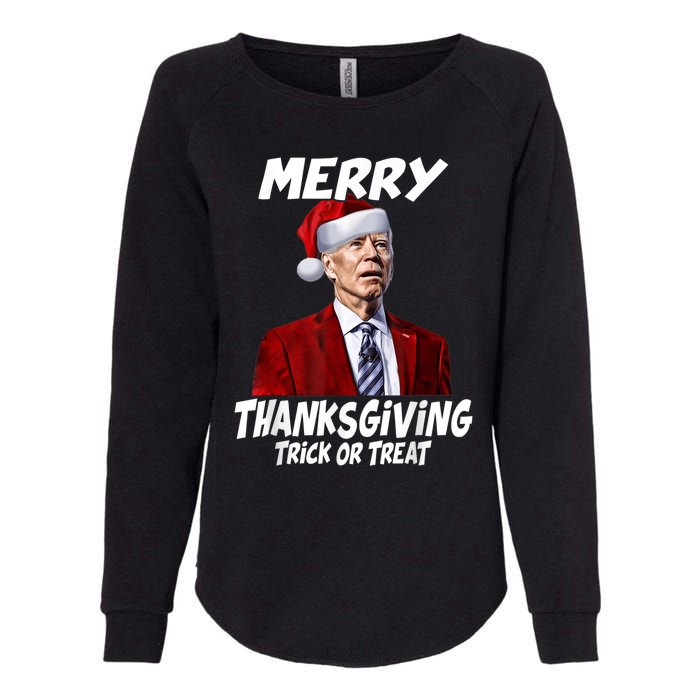 Funny Joe Biden Merry Thanksgiving Trick Or Treat Womens California Wash Sweatshirt