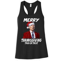 Funny Joe Biden Merry Thanksgiving Trick Or Treat Women's Racerback Tank