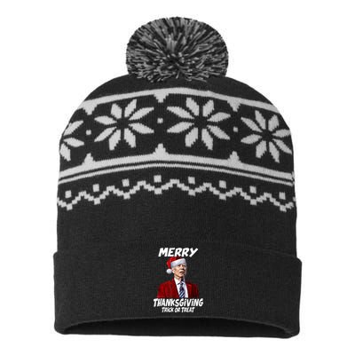 Funny Joe Biden Merry Thanksgiving Trick Or Treat USA-Made Snowflake Beanie