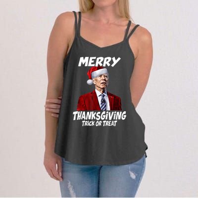 Funny Joe Biden Merry Thanksgiving Trick Or Treat Women's Strappy Tank